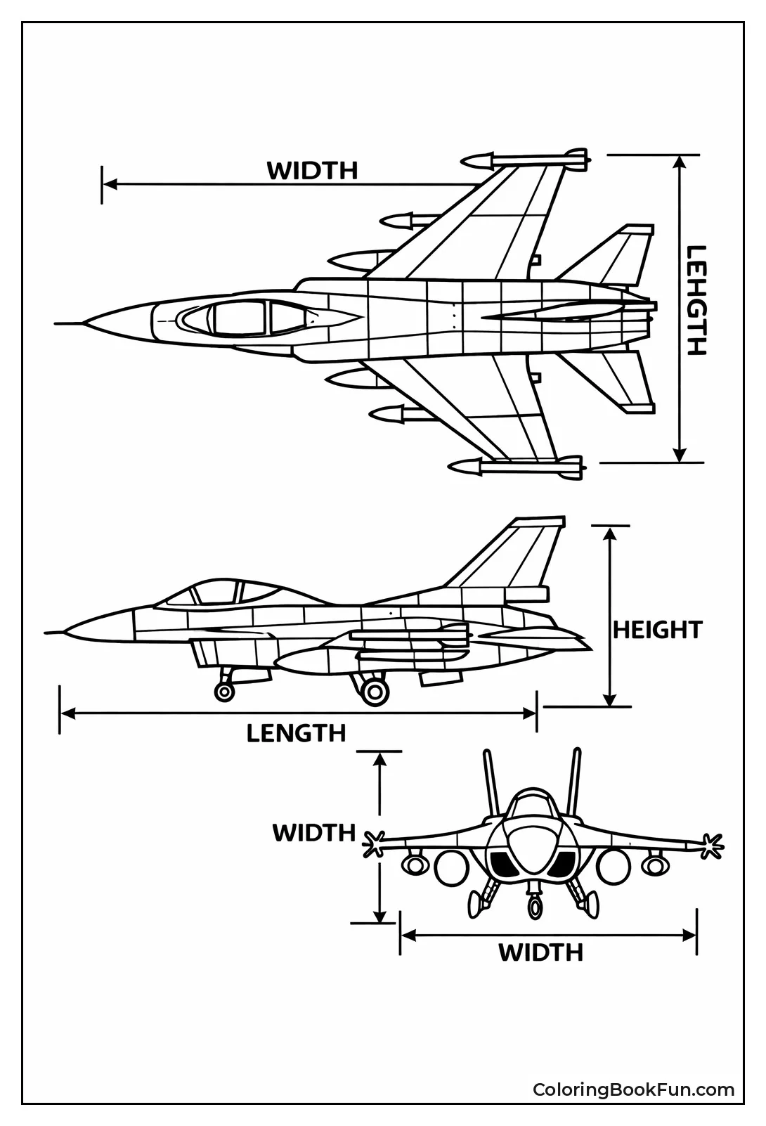 Jet Blueprint Three Views