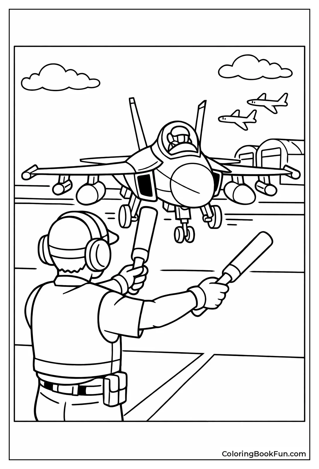 Crew Signaling Jet Tarmac