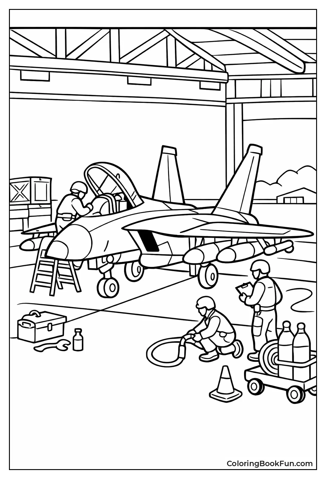 Jet Parked in Hangar