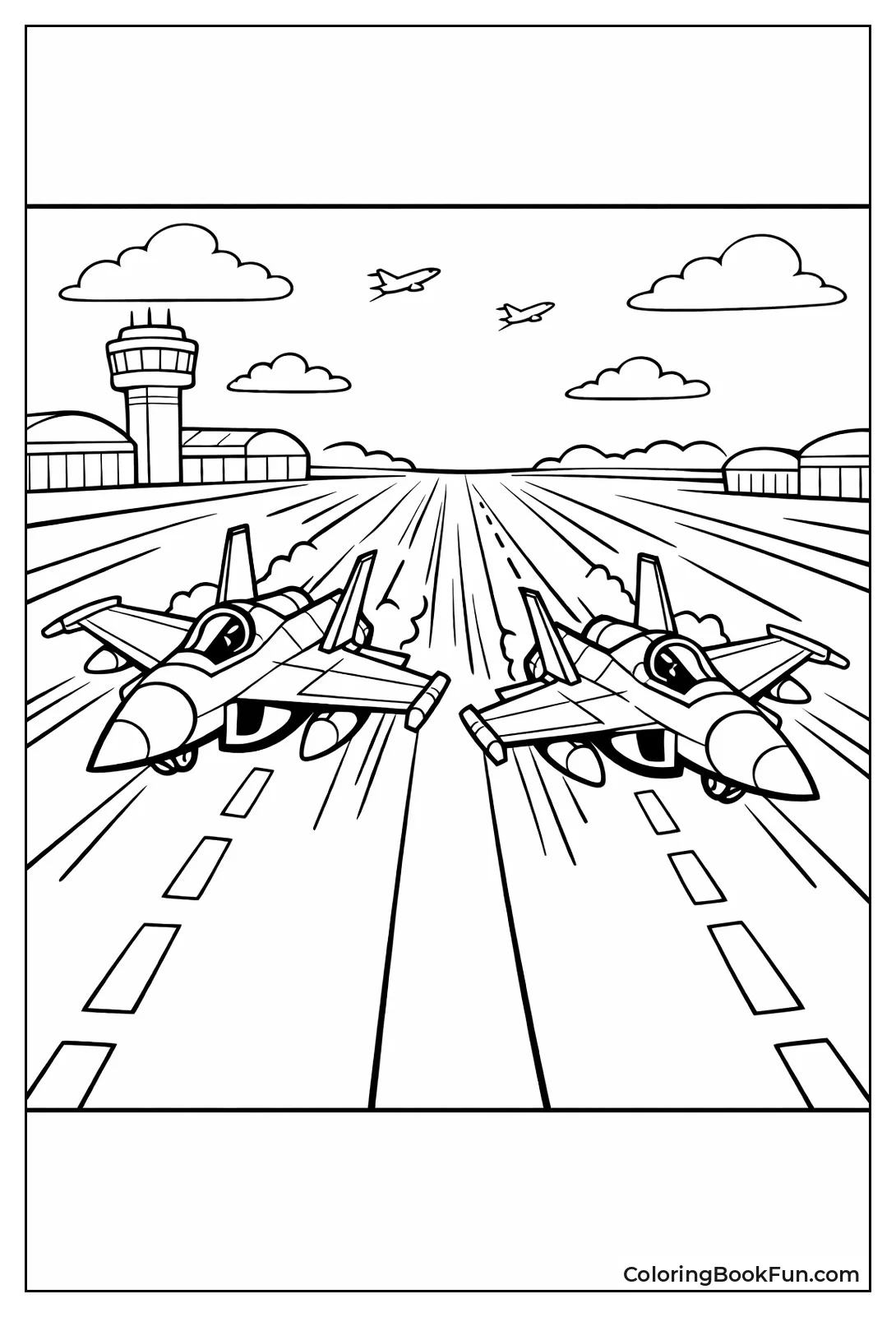 Two Jets Racing Runways