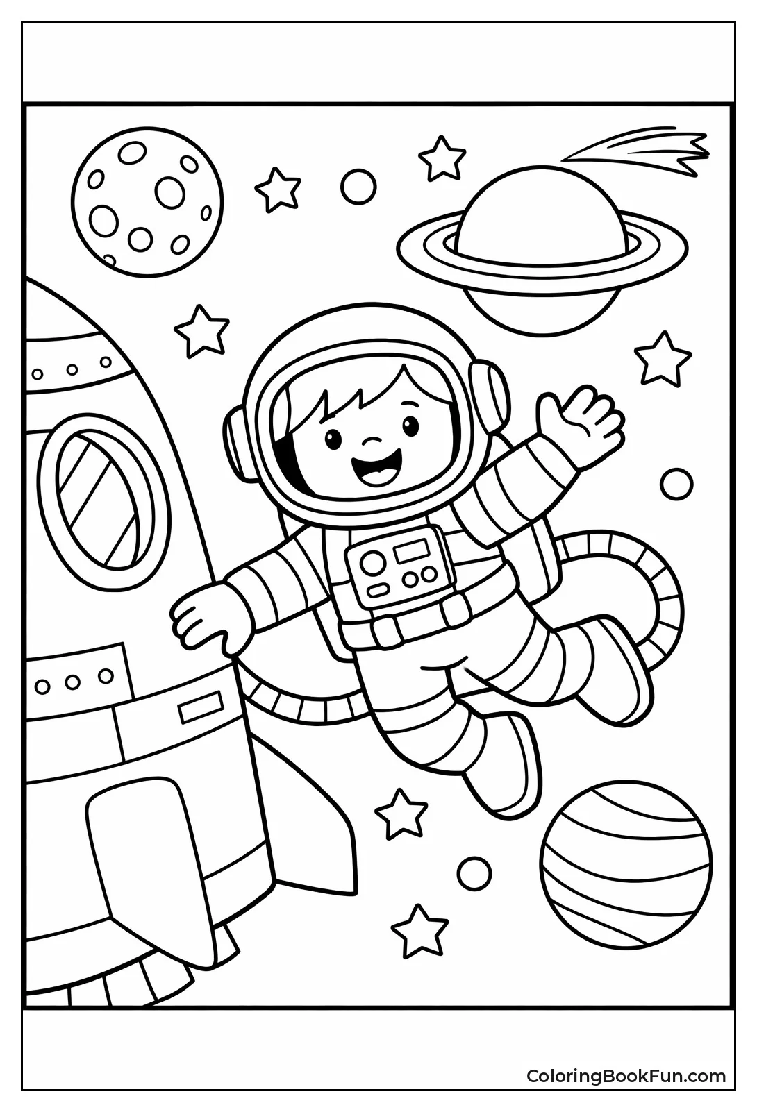 Astronaut Floating by Spaceship