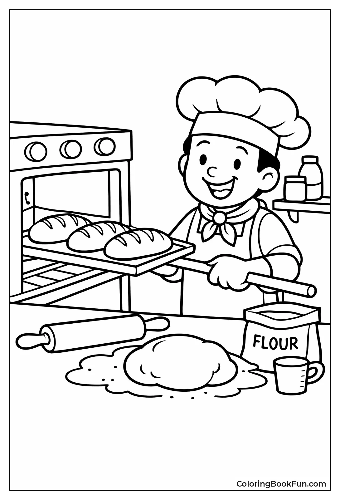 Baker Pulling Hot Bread