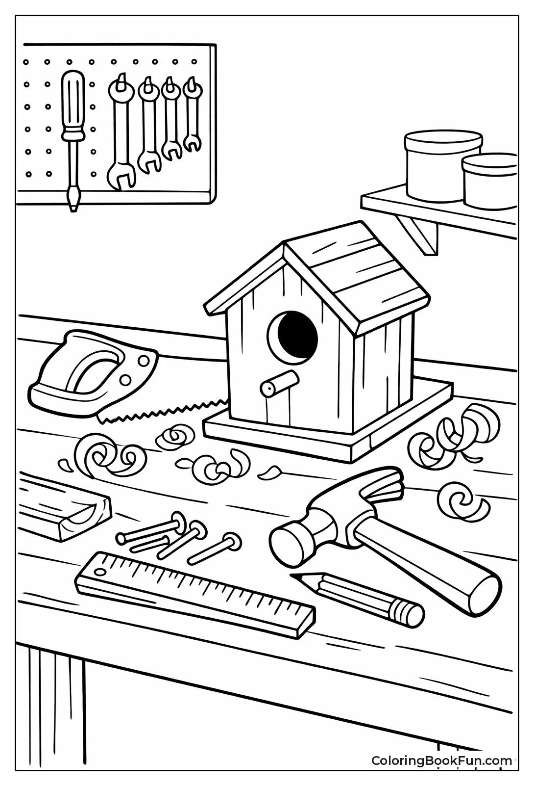 Carpenter Sawing at Workbench