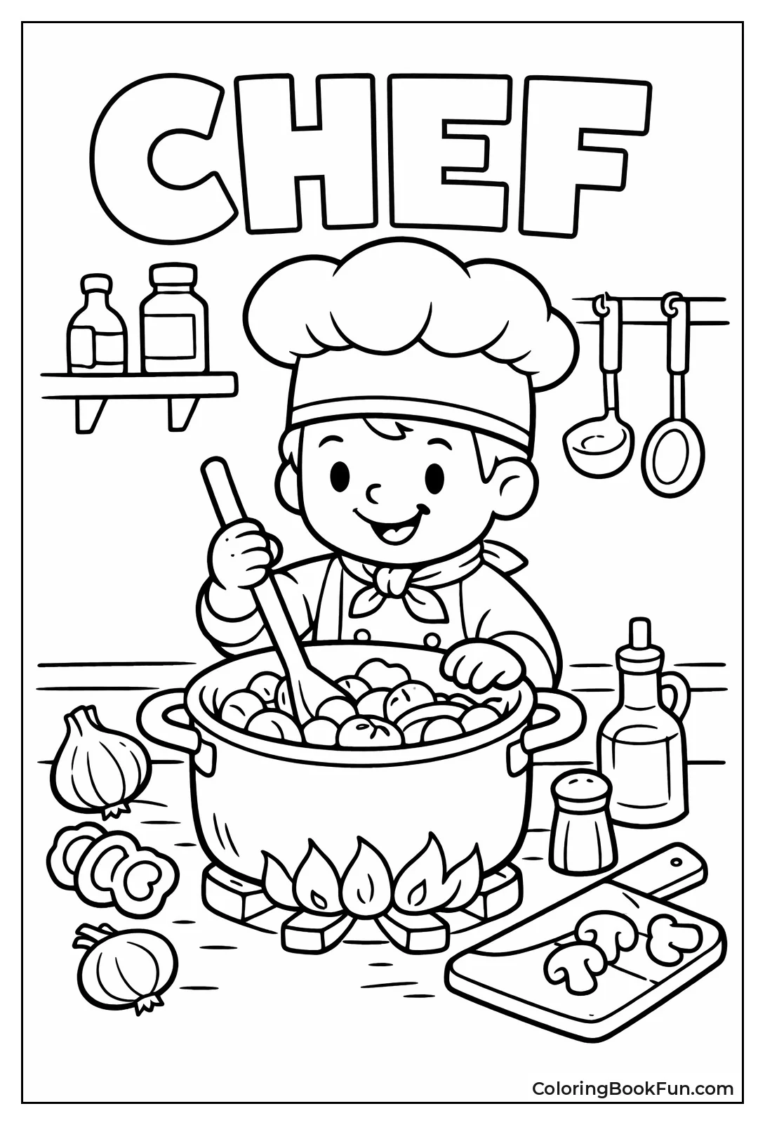 Chef Stirring Veggie Pot