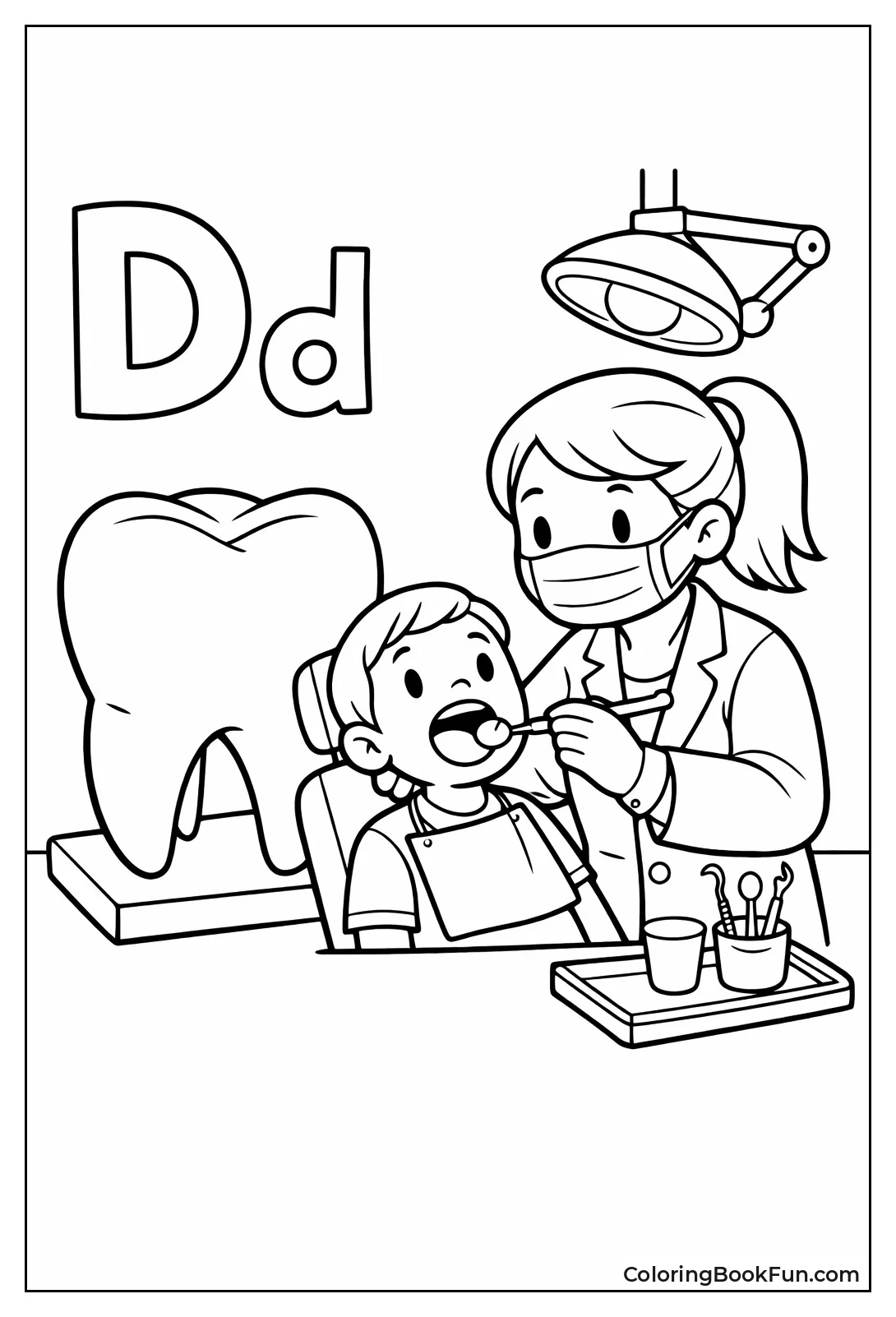 Dentist Checking Giant Tooth