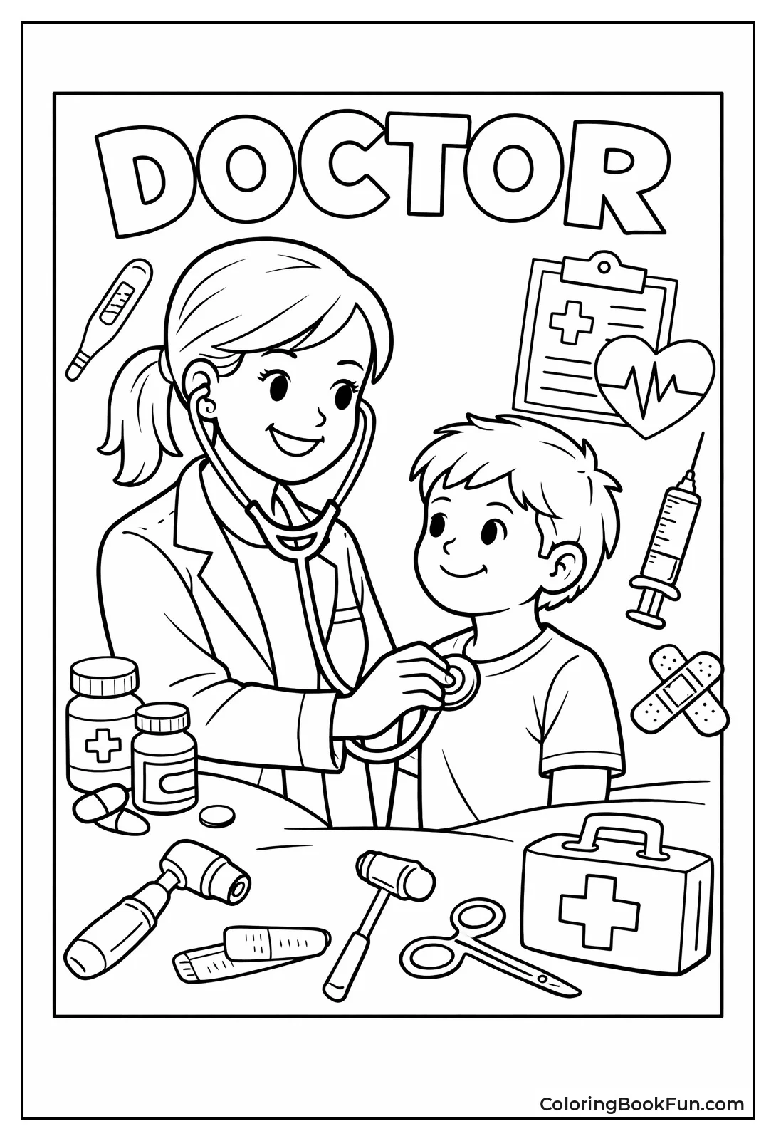 Doctor Listening with Stethoscope