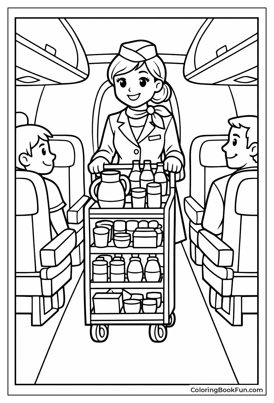 Attendant Pushing Snack Cart