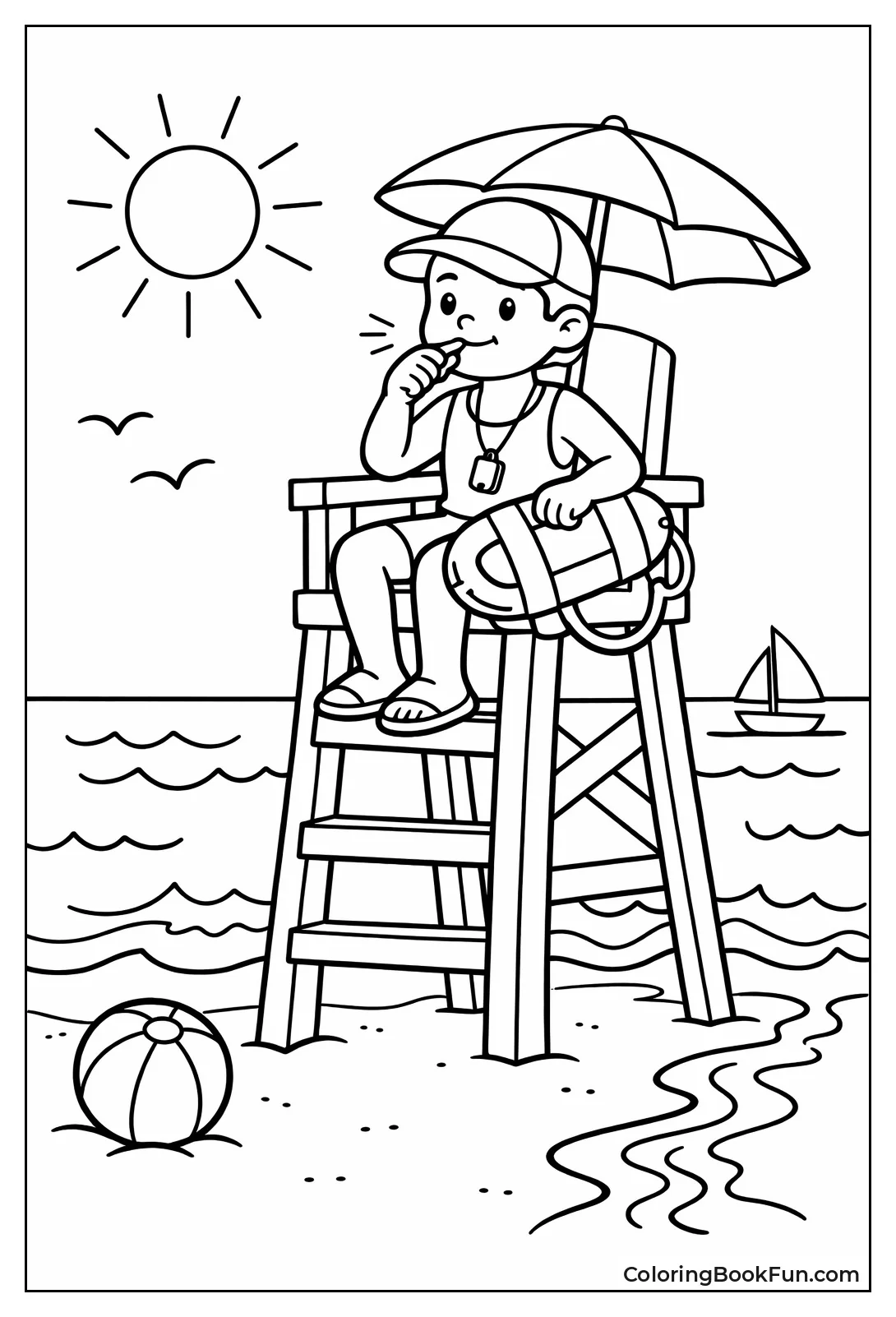 Lifeguard Watching Ocean Waves