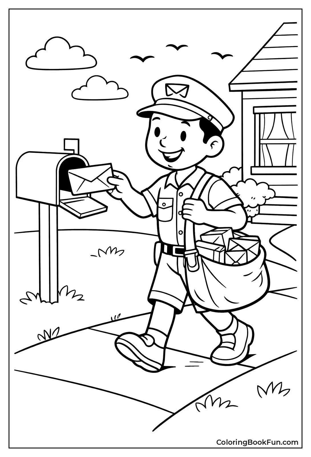 Mail Carrier Delivering Letters