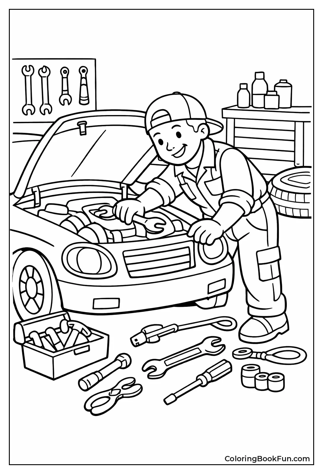 Mechanic Repairing Car Hood
