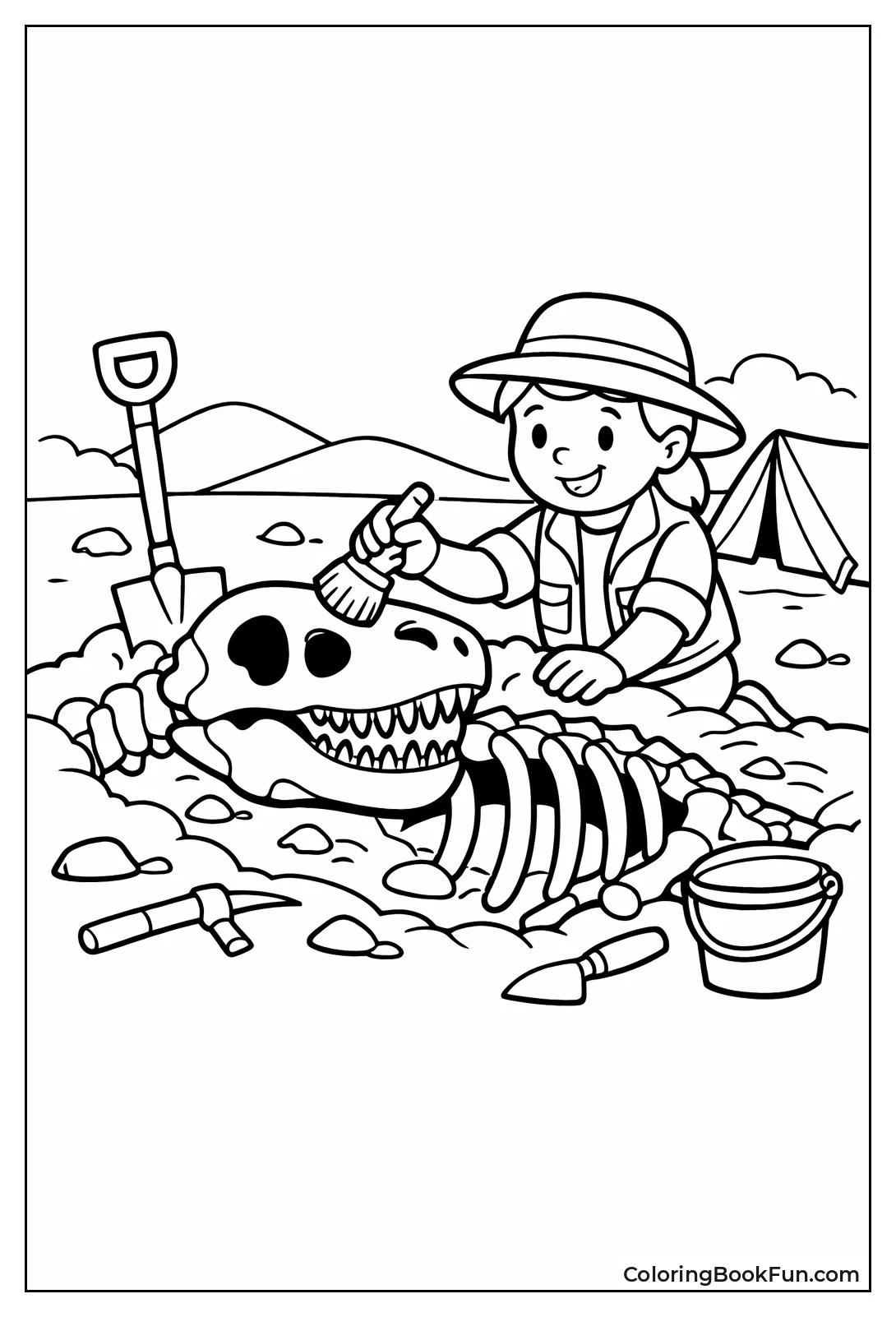 Paleontologist Brushing Dino Bones