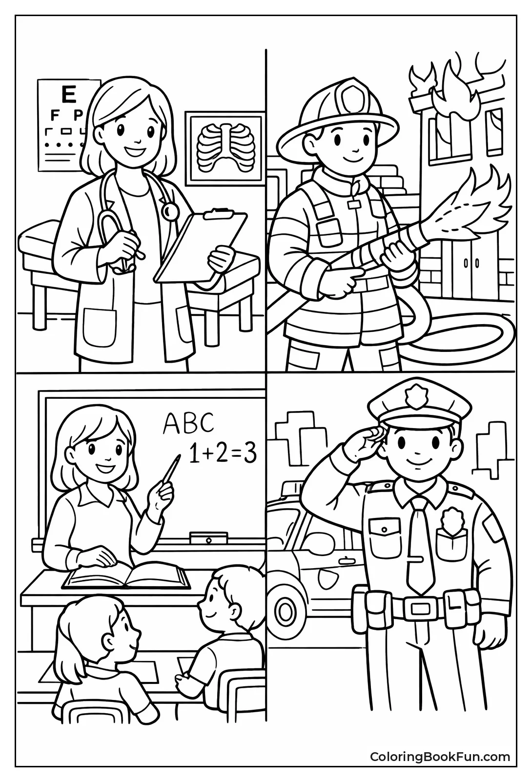 Doctors Firefighters Teachers Police Working