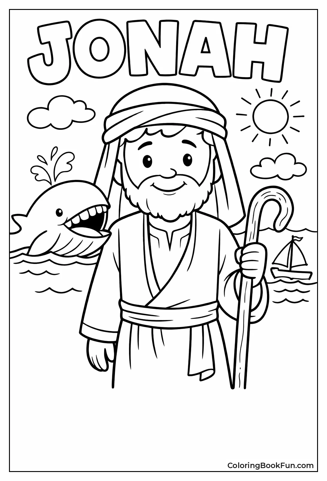 Smiling Jonah Holds Staff