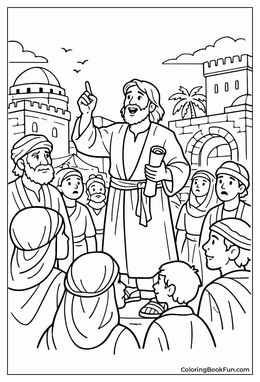 Jonah Preaches to Crowd