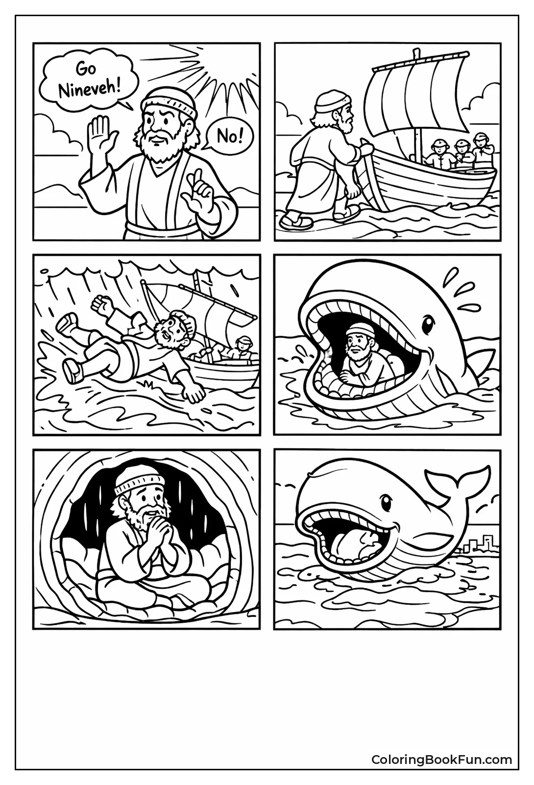 Jonah Story Comic Panels