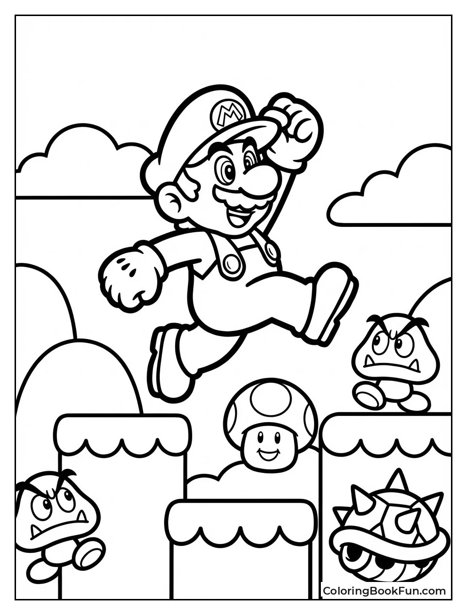 Jumping Mario Leaps over Platforms