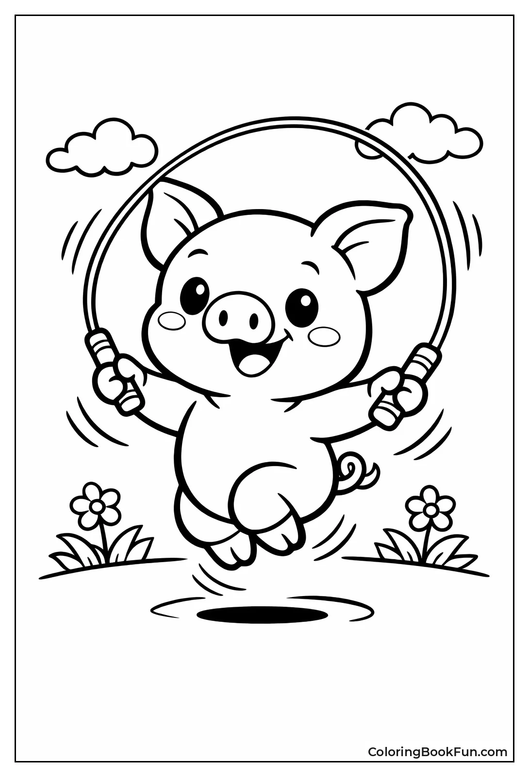 Pig Jumping Rope Happily