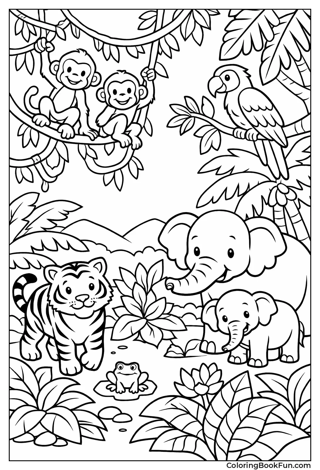 Jungle Animals Hide in Foliage