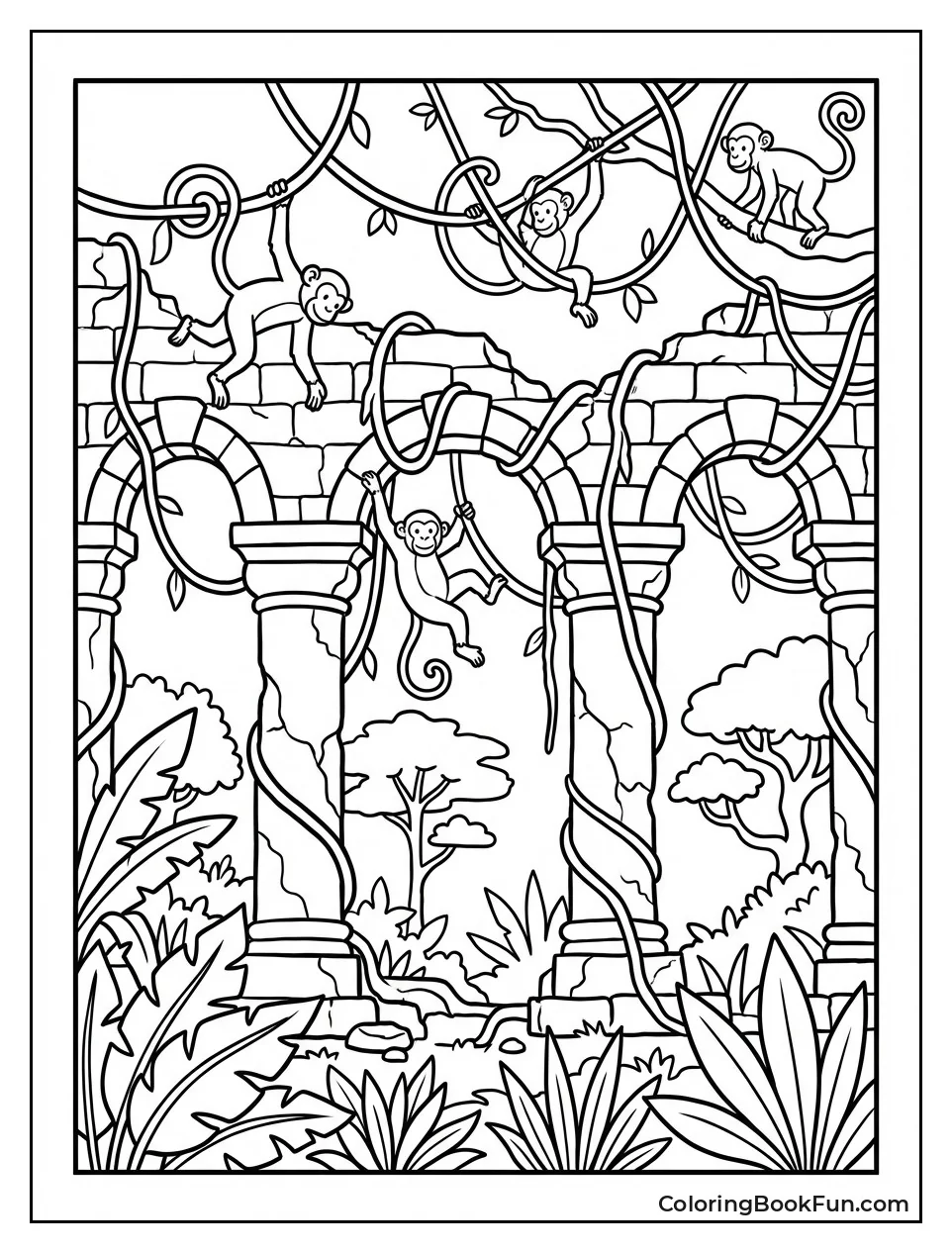 Monkeys in Ancient Ruins