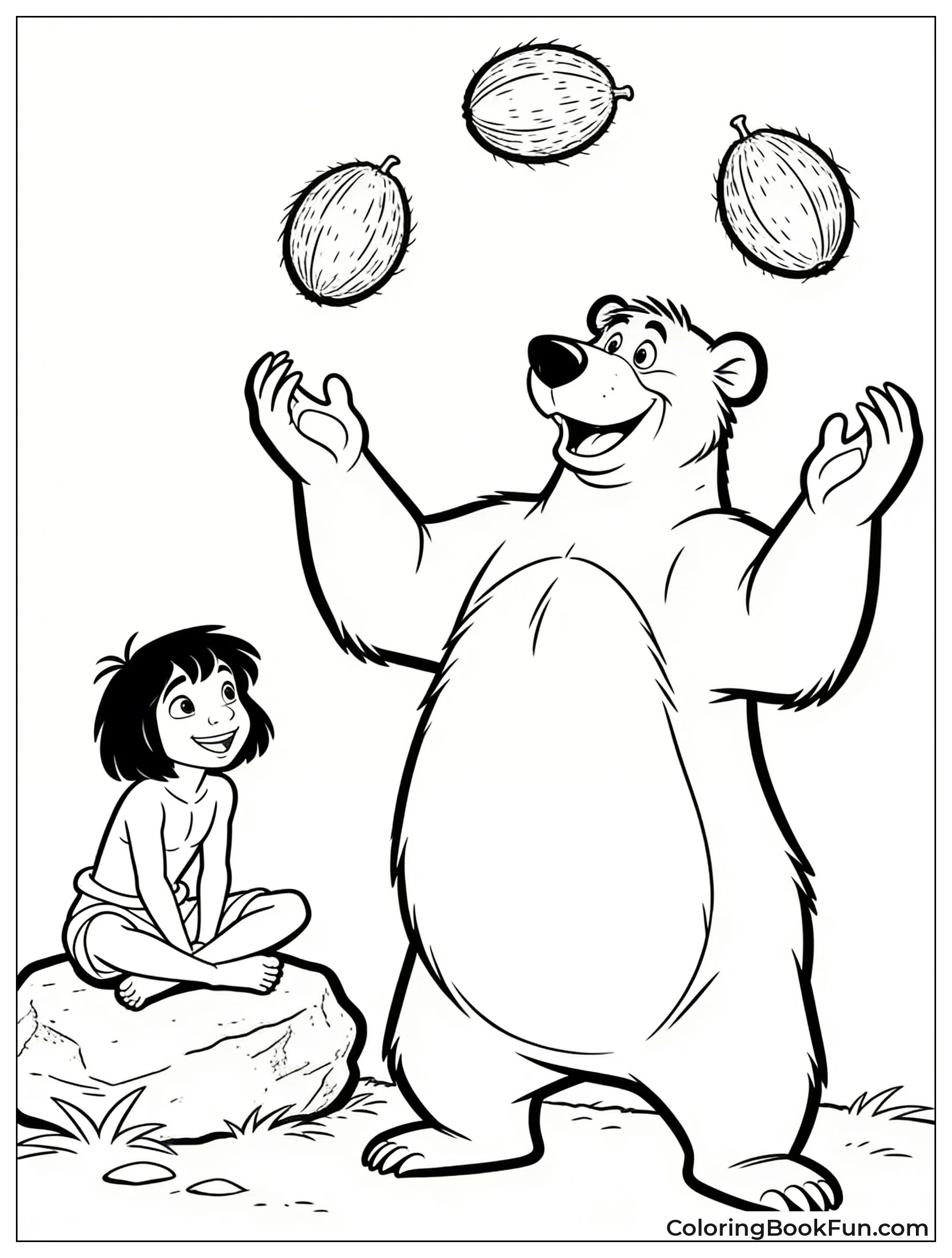 Baloo Juggles Coconuts for Mowgli