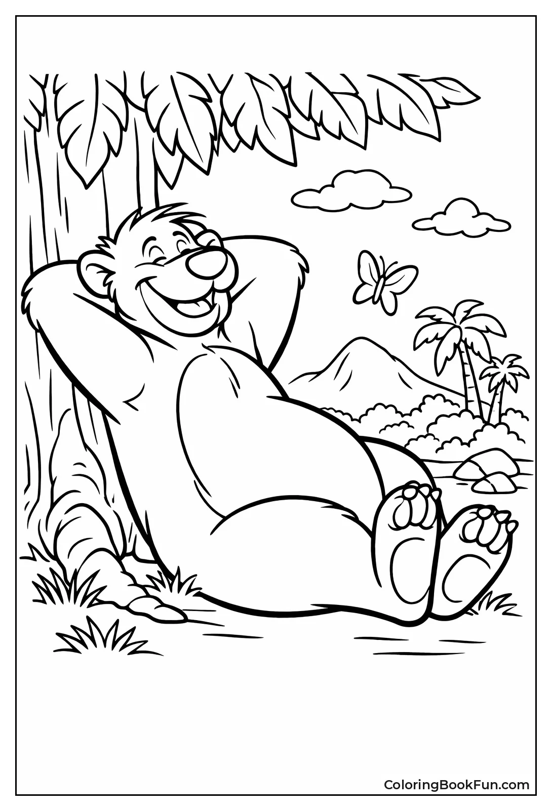 Baloo Lounges Against Tree