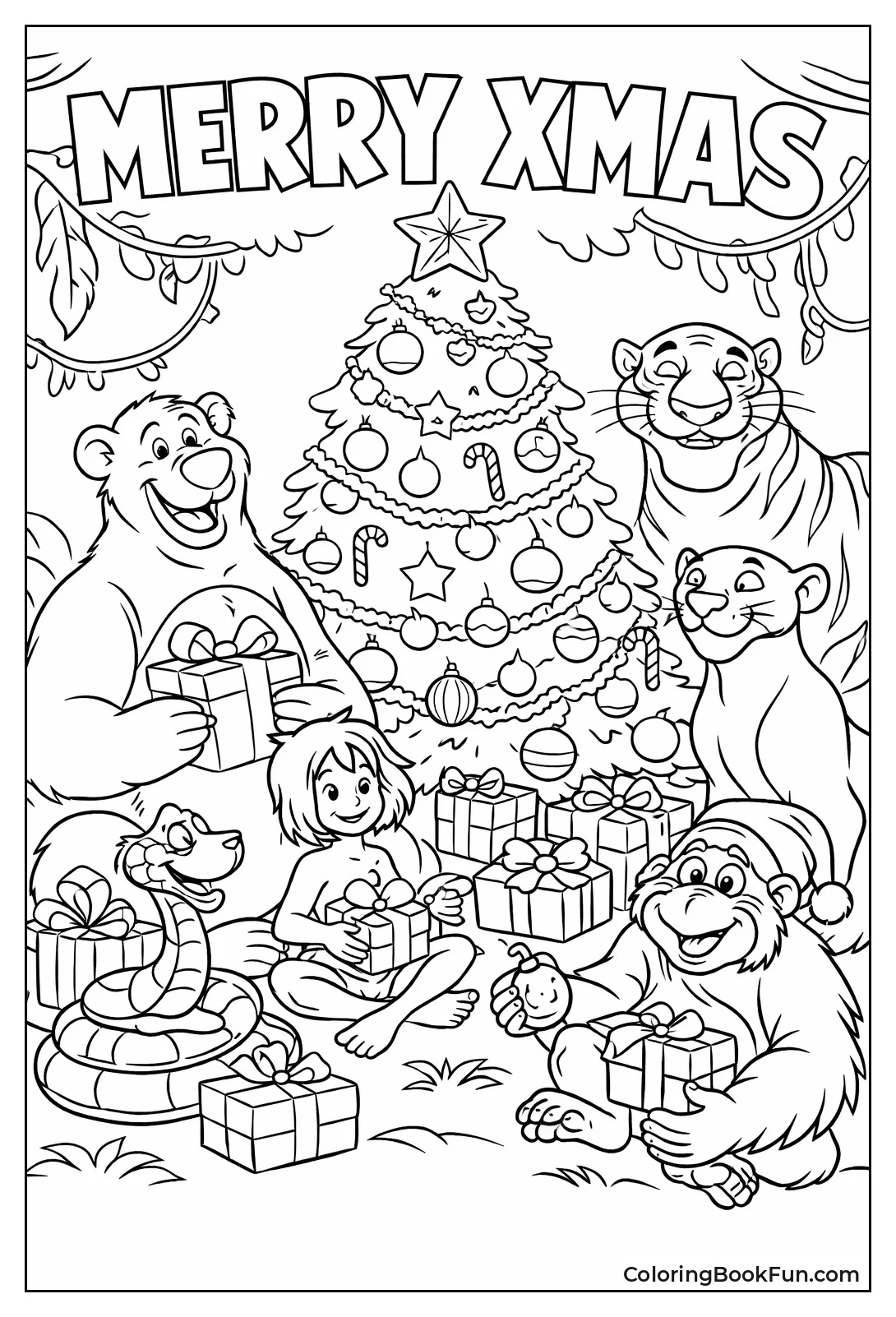 Jungle Friends Celebrate Christmas