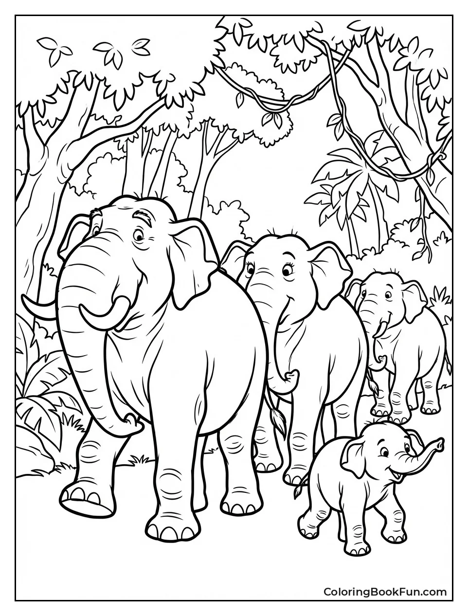 Elephant Family Parades Together