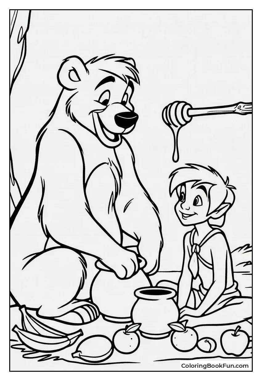 Baloo and Mowgli Picnic with Fruits