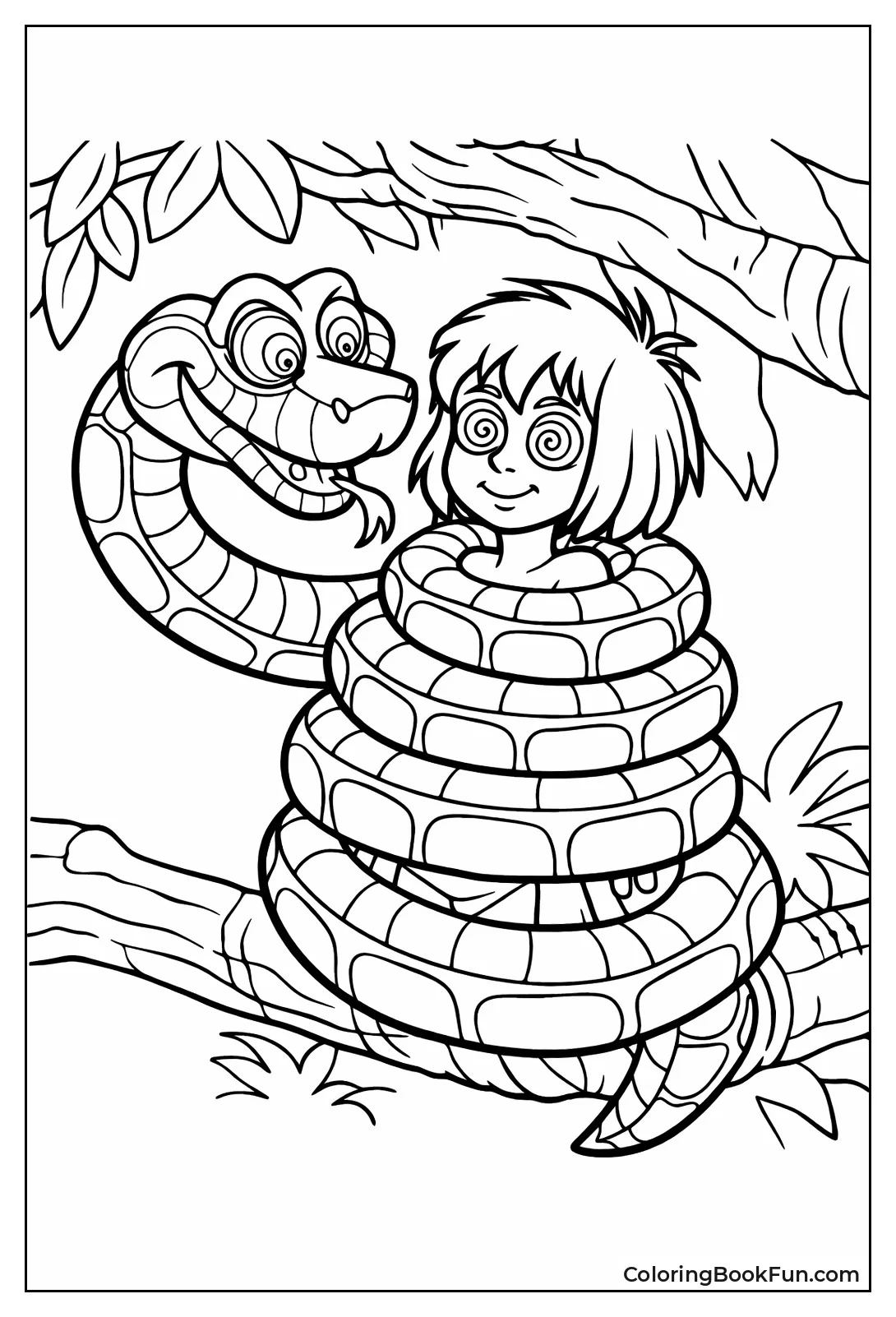 Kaa Coils around Mowgli