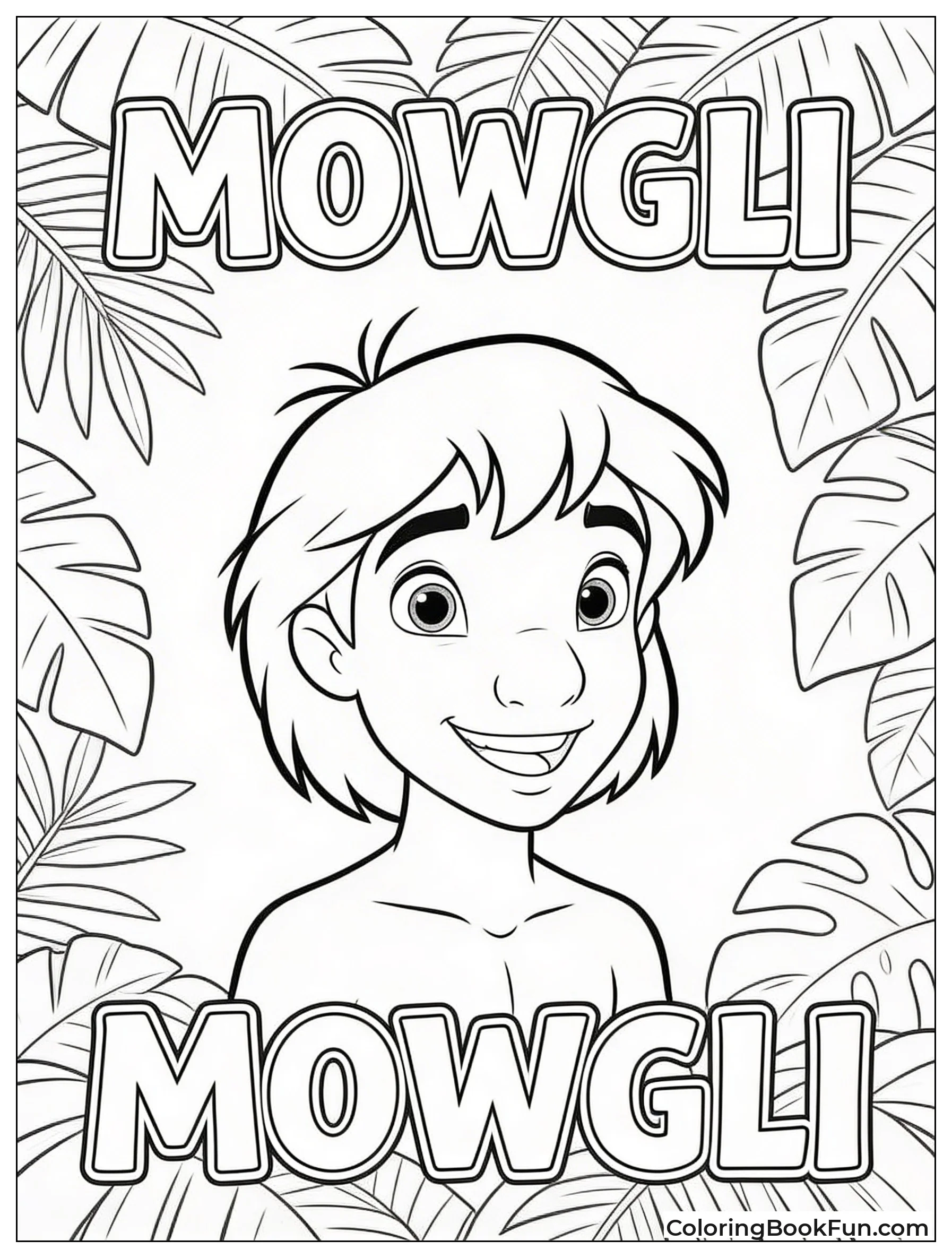 Smiling Mowgli Framed by Leaves