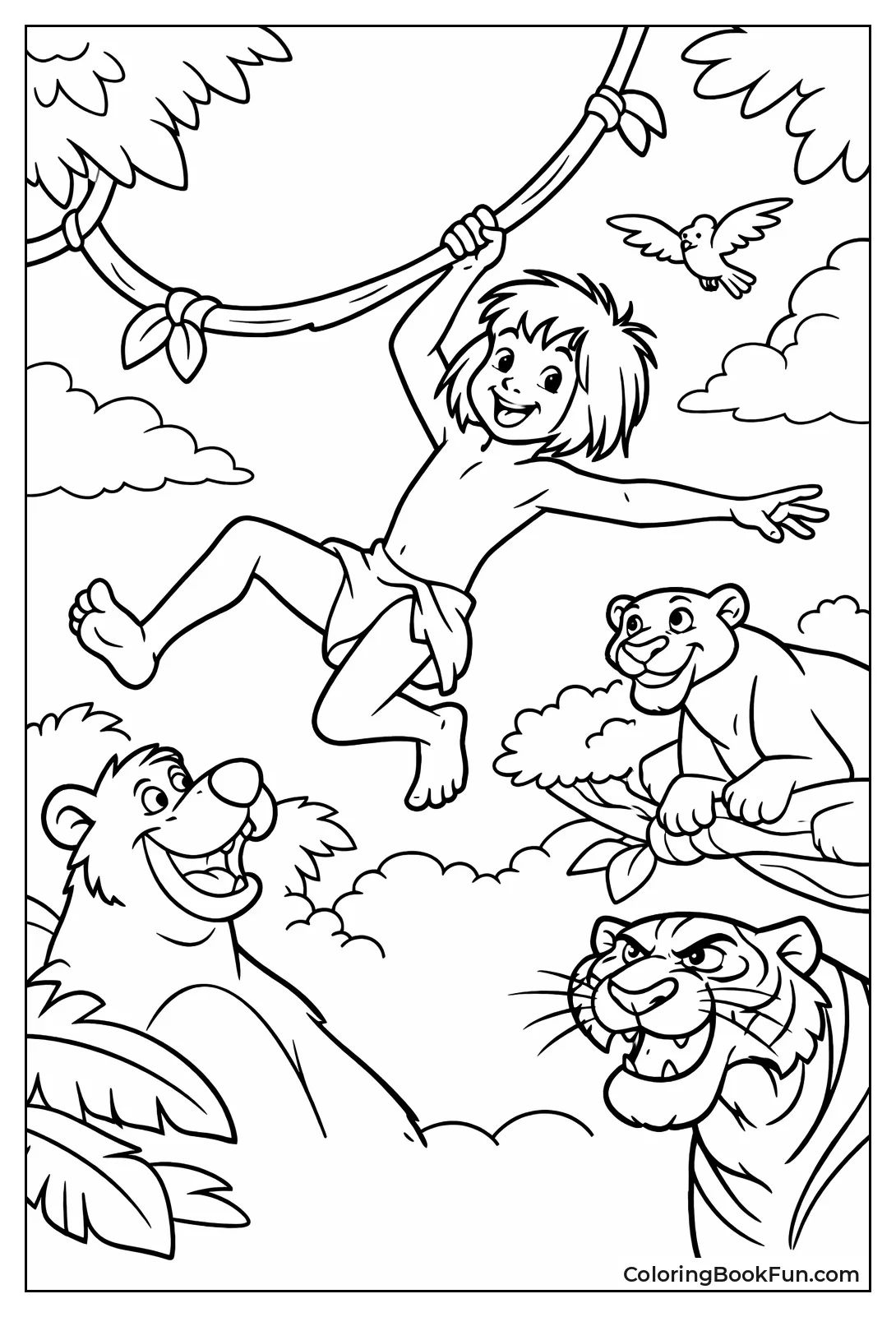 Mowgli Swings on Jungle Vine