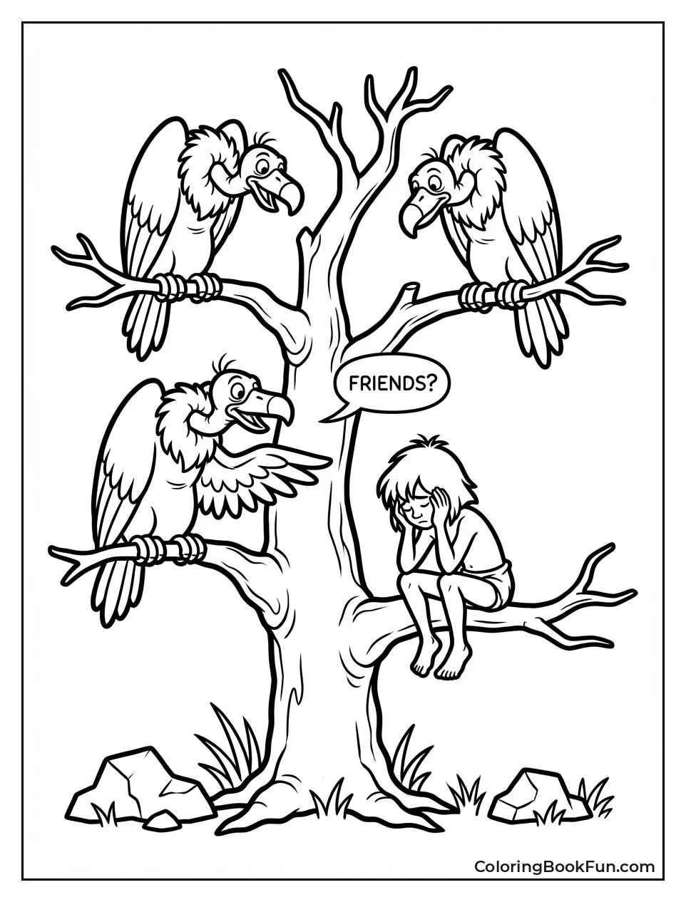 Vultures Comfort Sad Mowgli