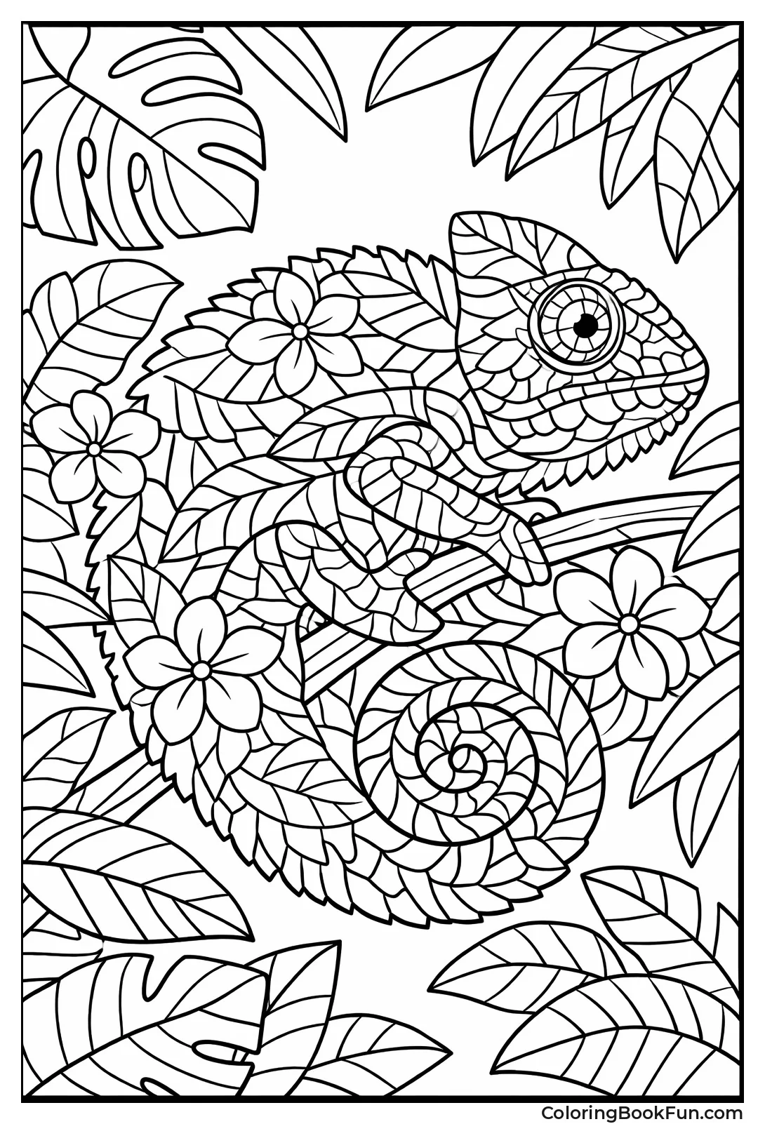 Chameleon Blends with Leaves