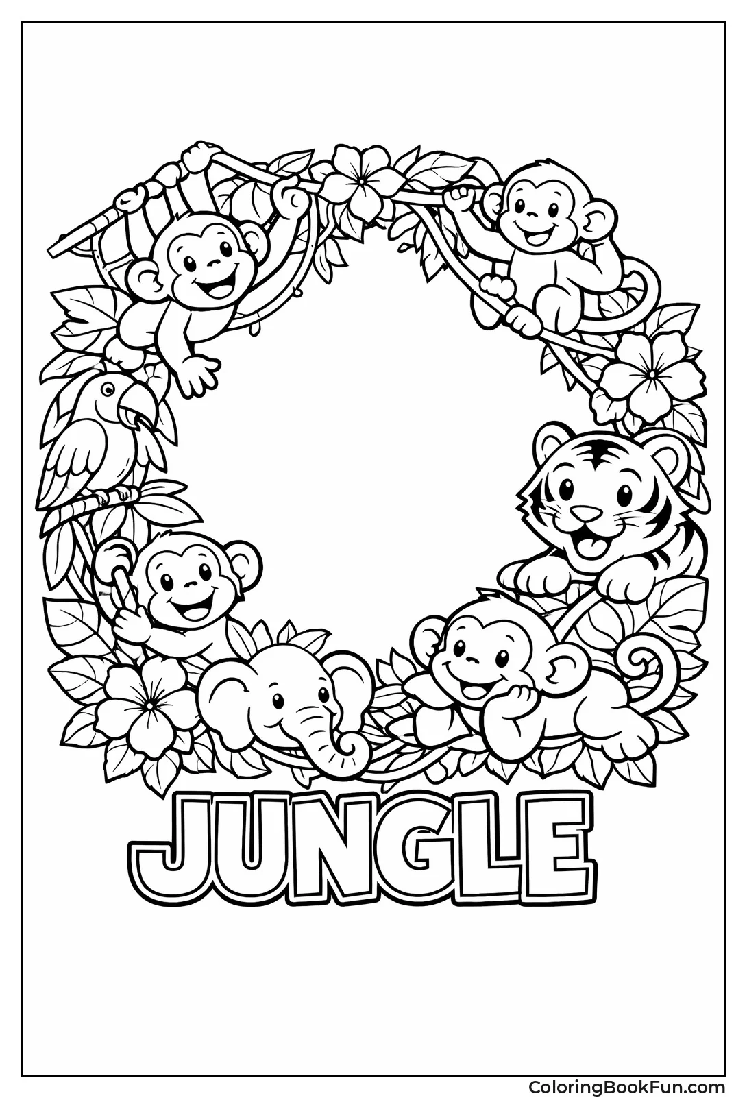 Monkeys Form Flower Wreath