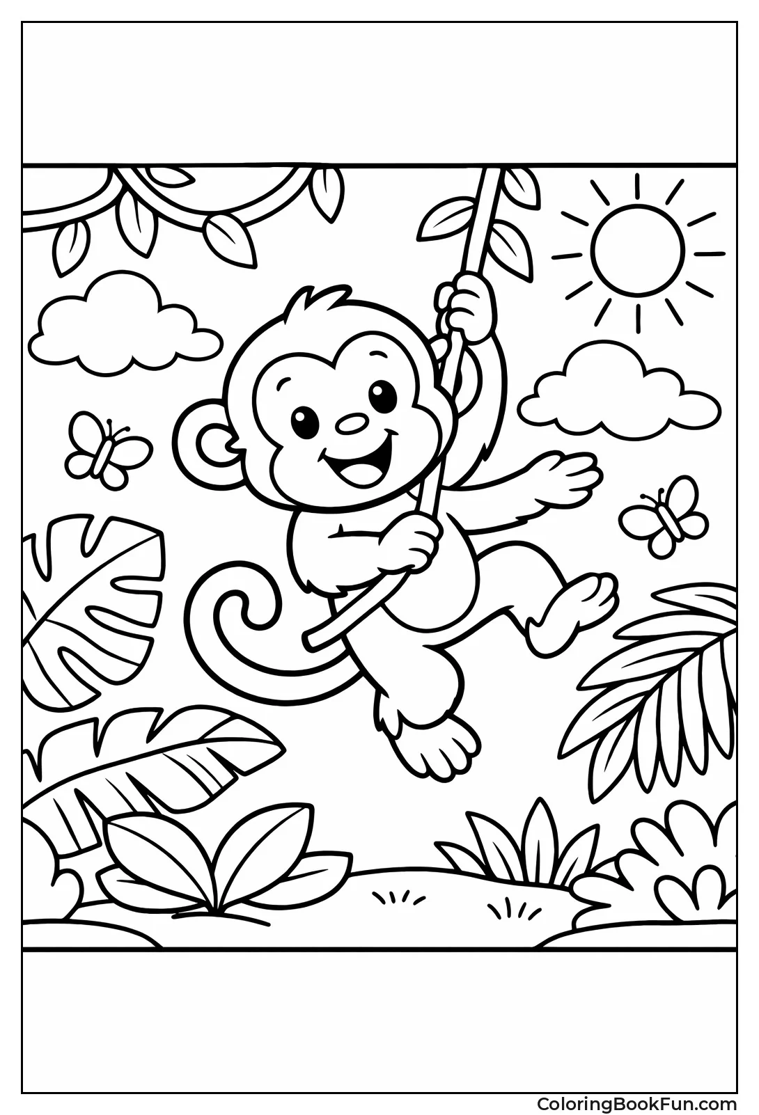 Monkey Swings on Jungle Vine