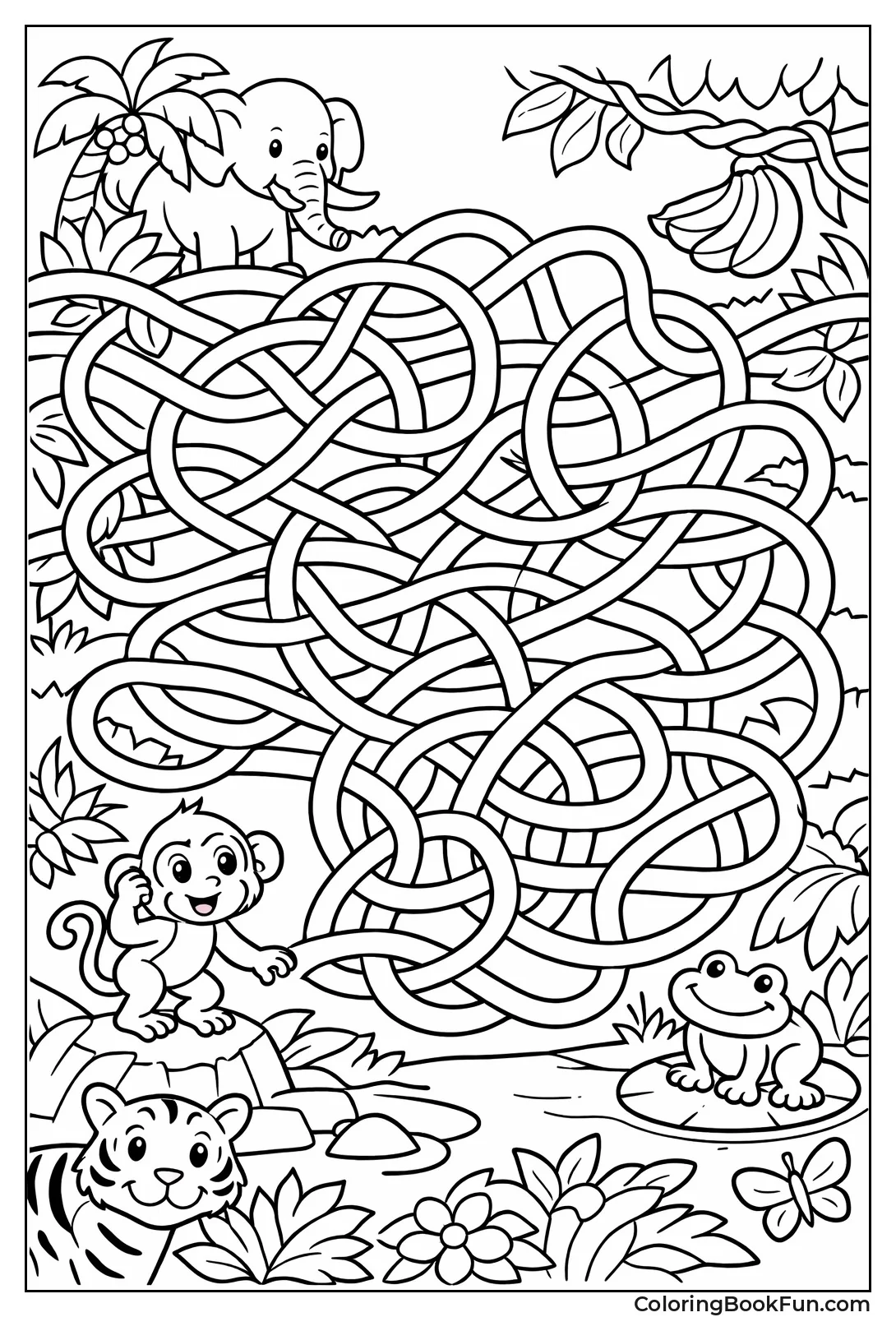 Monkey Navigates Vine Maze