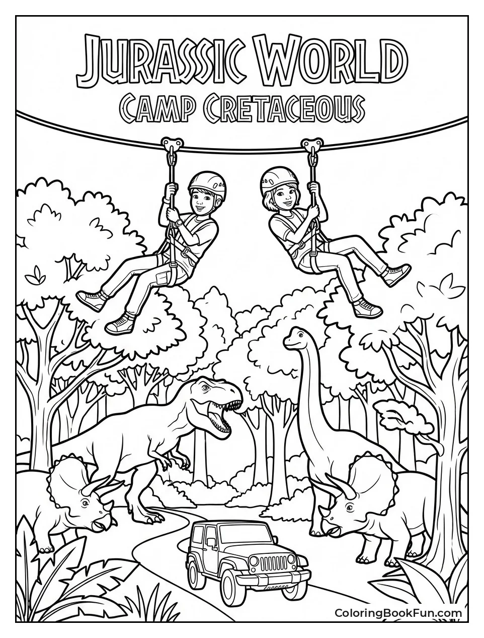 Campers Zipline over Dino Forest