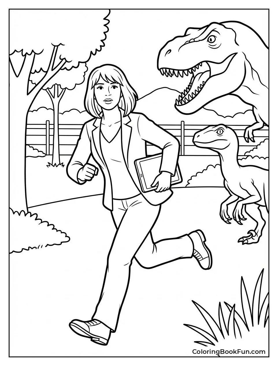 Claire Runs holding Tablet