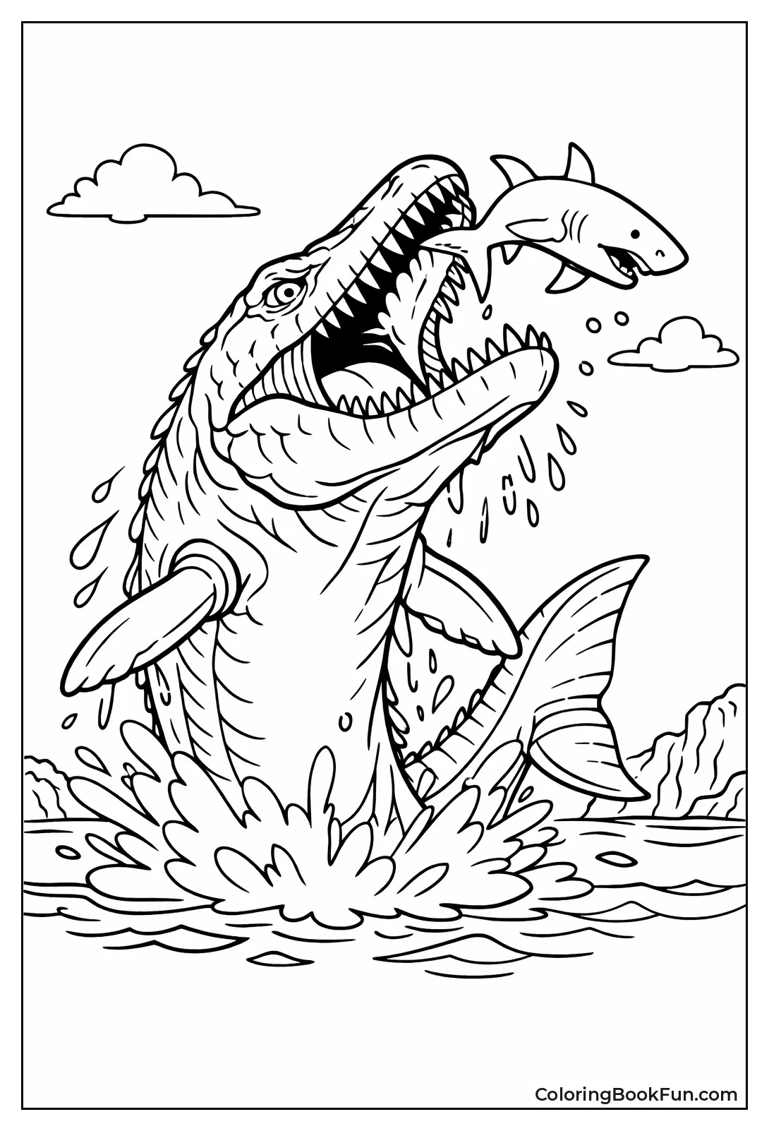 Mosasaurus Leaps from Lagoon