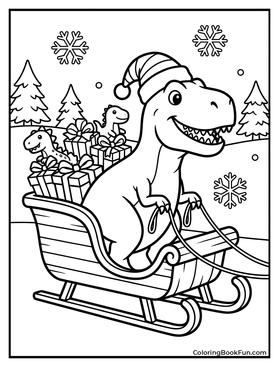 Rexy Pulls Christmas Sleigh