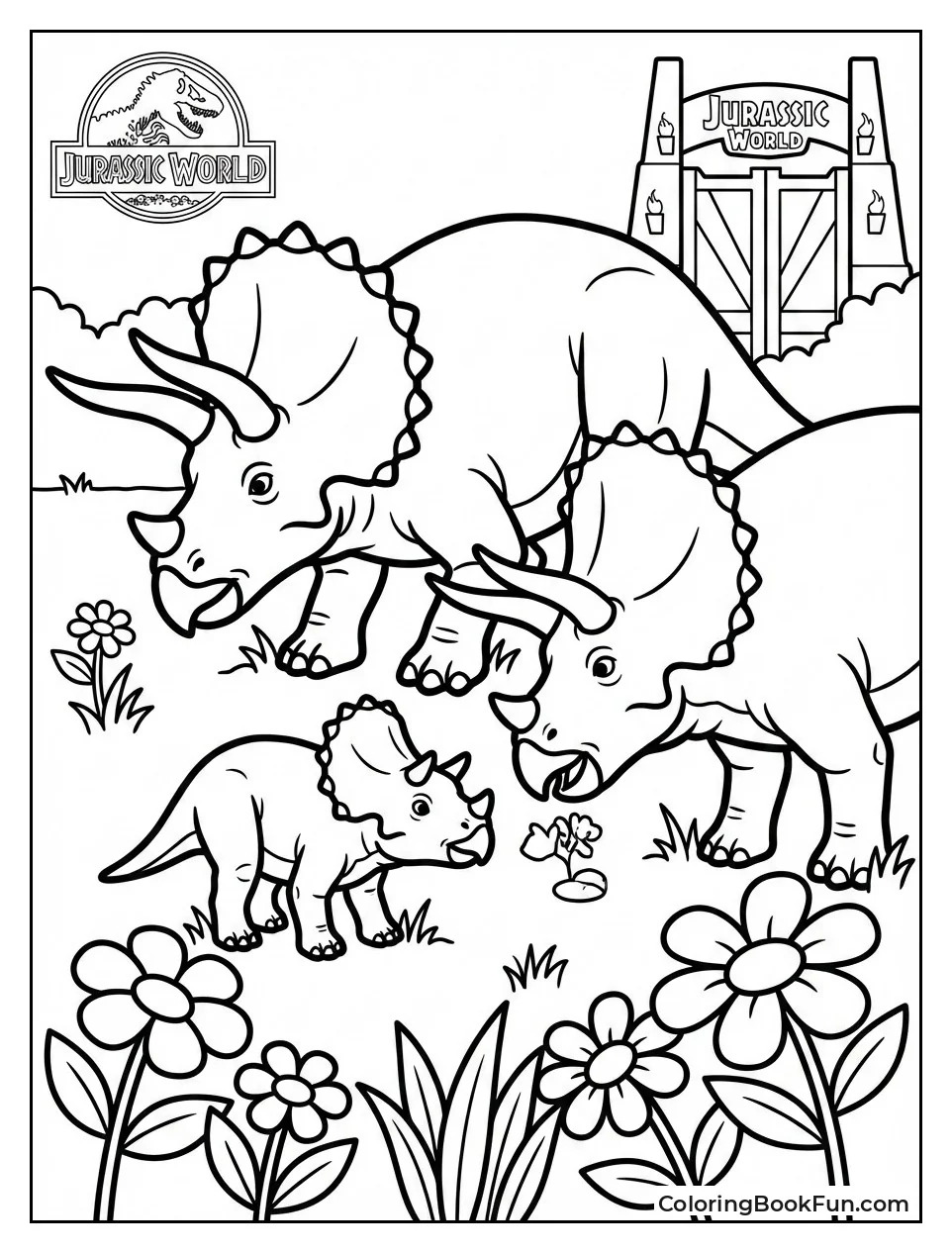 Triceratops Herd Grazes Peacefully