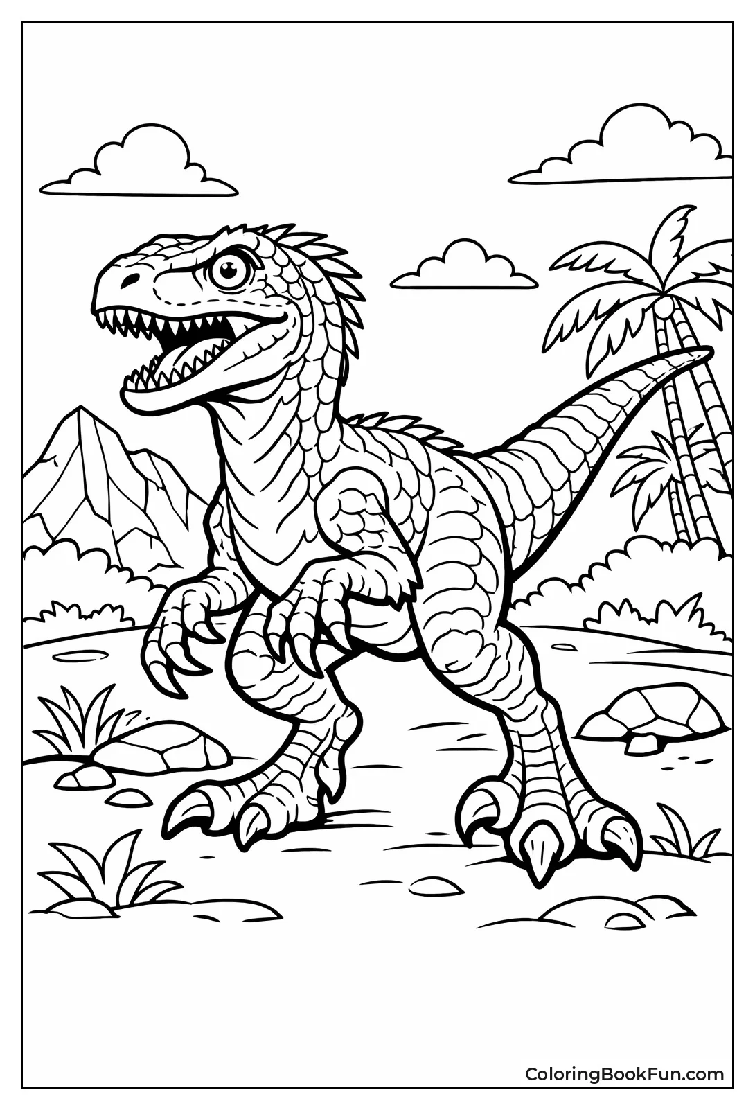 Fierce Velociraptor Stands Alert