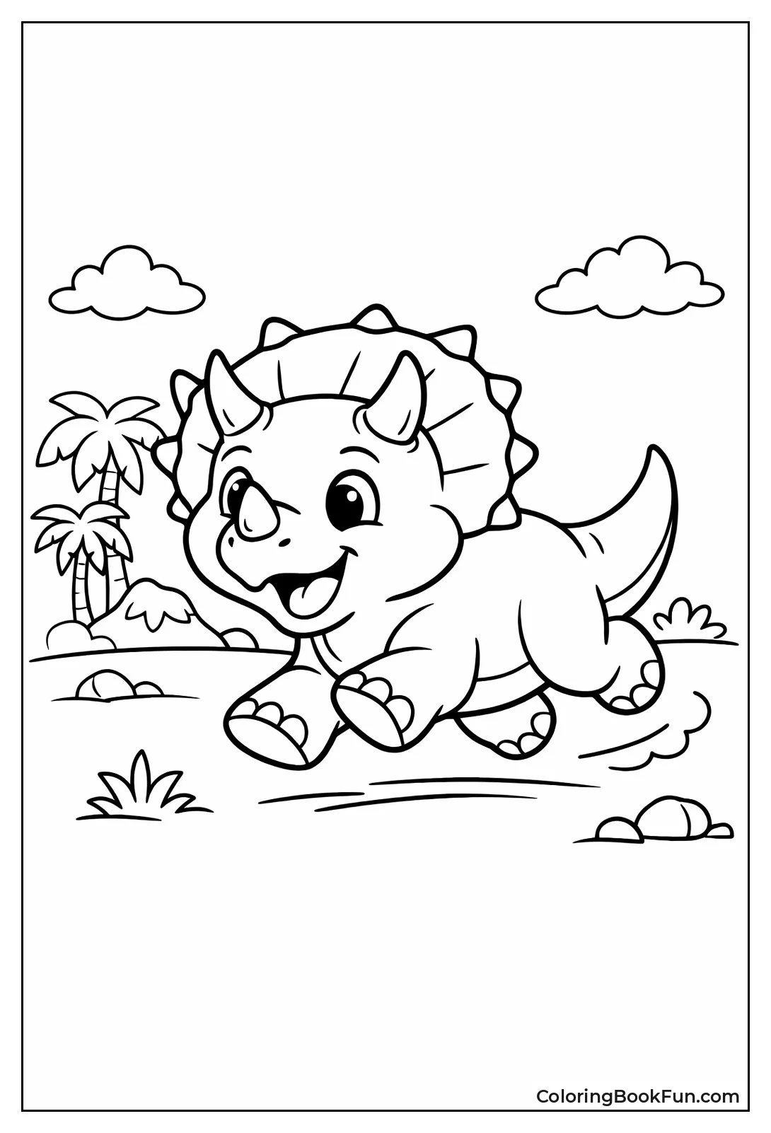 Juvenile Triceratops Runs Playfully
