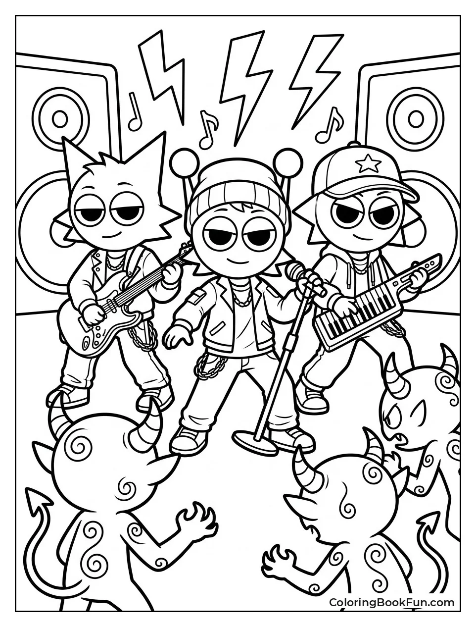 Sprunkis Fight Demons in K-Pop Style