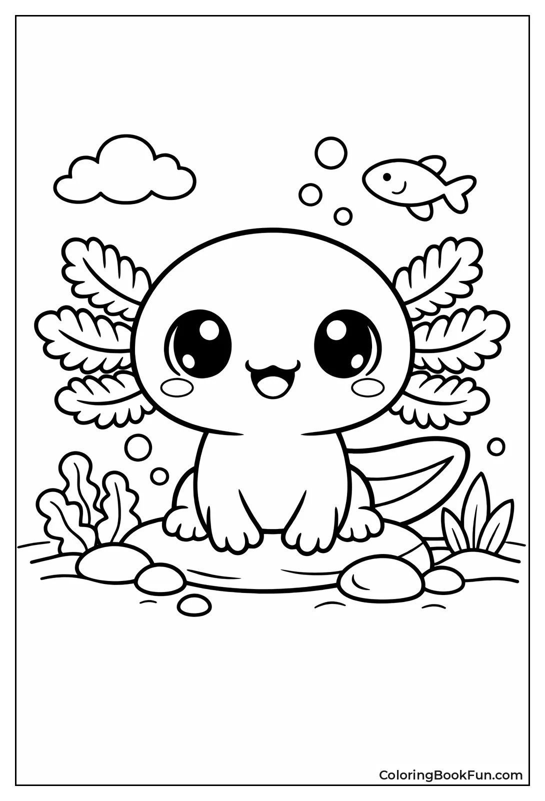 Cute Kawaii Axolotl Portrait