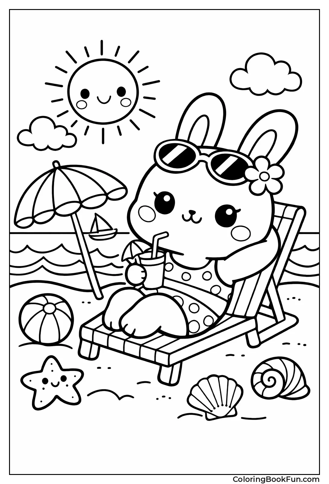 Bunny Lounging on Beach