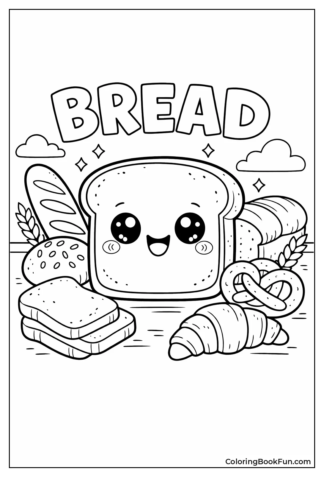 Smiling Kawaii Bread Slice