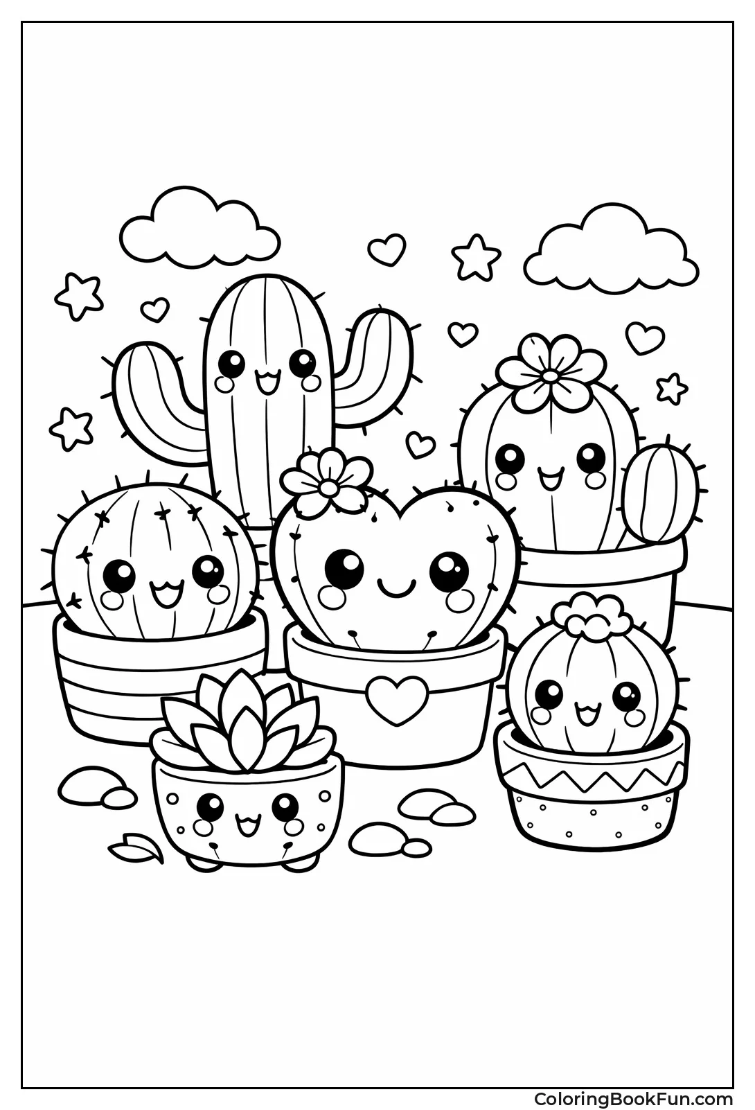 Potted Cacti with Faces