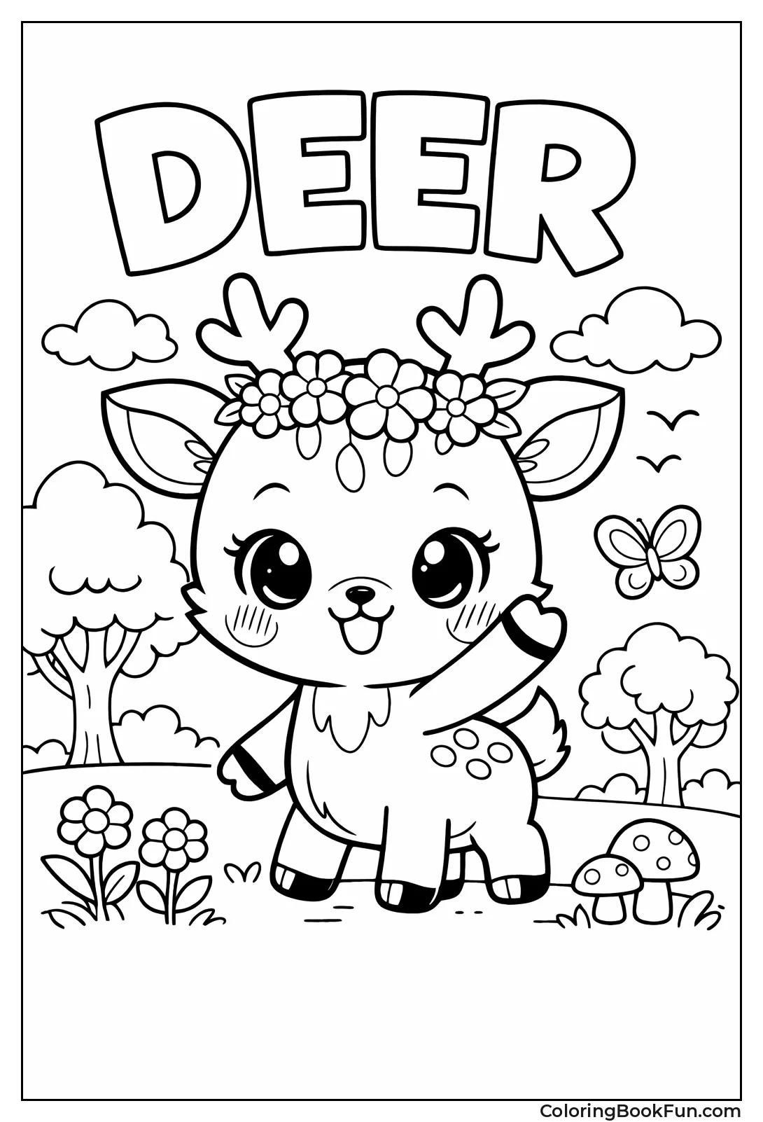 Kawaii Deer Waves Happily