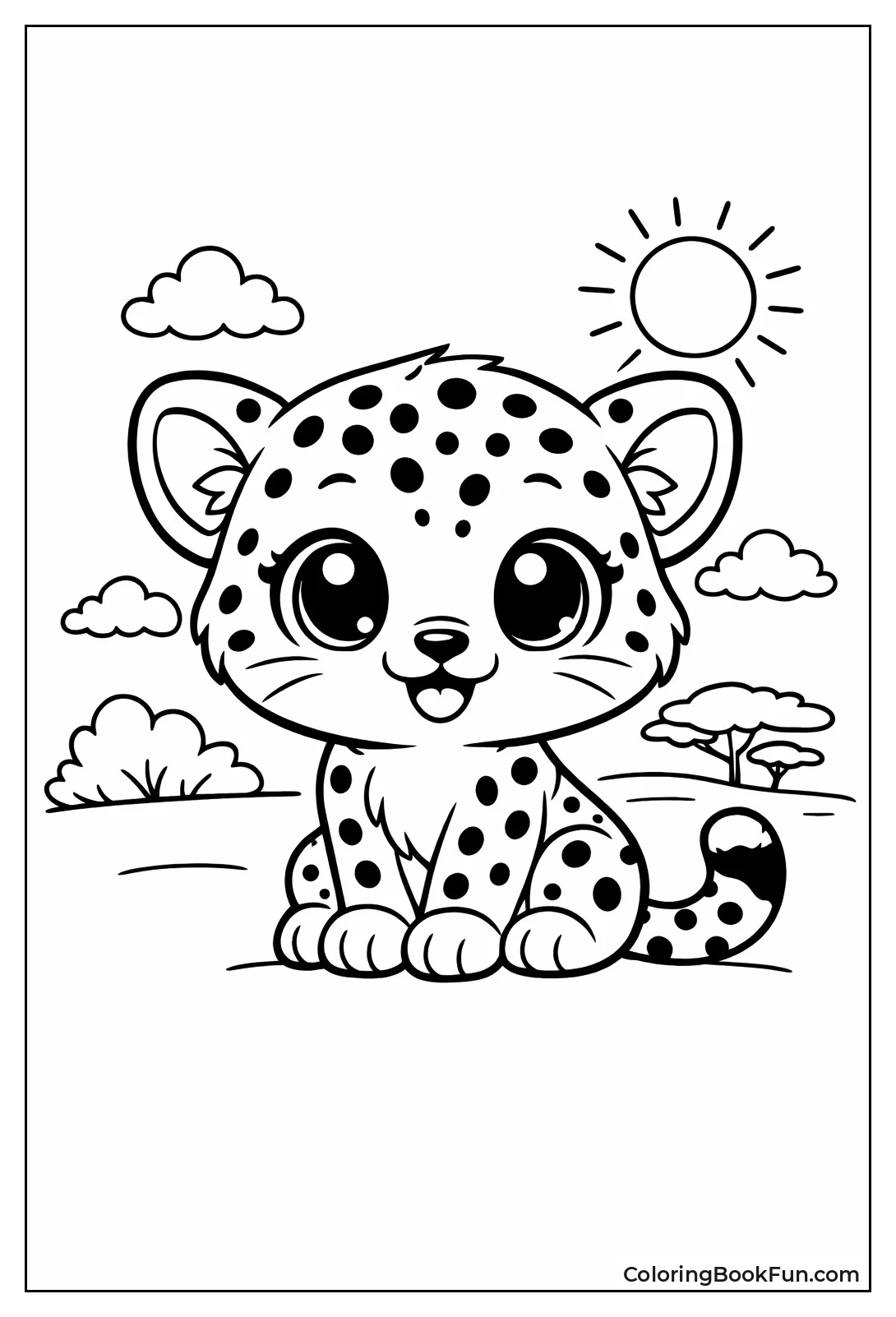 Kawaii Cheetah Cub Sitting